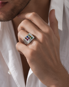 Alookaran Silver 999 Navaratnam Ring - Model 2