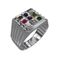 Alookaran Silver 999 Navaratnam Ring - Model 3