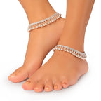 Alookaran Silver Anklets for Women - Bourbon