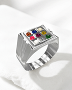 Alookaran Silver 999 Navaratnam Ring - Model 1