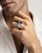 Alookaran Silver 999 Navaratnam Ring - Model 1
