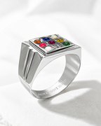 Alookaran Silver 999 Navaratnam Ring - Model 1