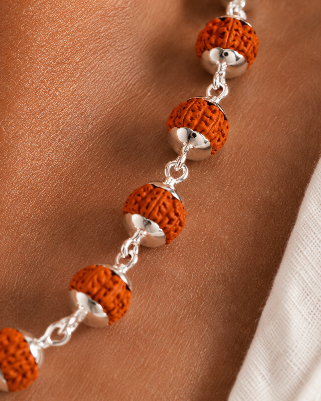 Alookaran Silver Rudraksham Chain - 108 Beads