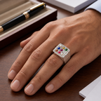 Alookaran Silver 999 Navaratnam Ring - Model 2