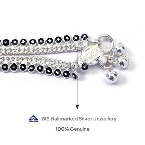 Alookaran Silver Anklets for Women - Cypress