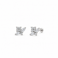 925 Sterling Silver Diamond Floral Stud Earrings