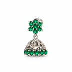 Green Stone 925 Sterling Silver Jhumka Earrings