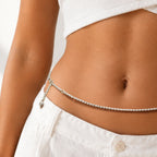 Alookaran Silver Belly Chain for Women - Flora