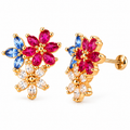 Multicolor Floral Stone Drop Stud Earrings