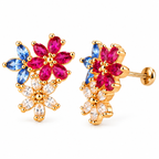Multicolor Floral Stone Drop Stud Earrings