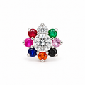 Multicolour Flower Stud Earrings in 925 Sterling Silver