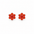 Orange Stone Floral Stud Earrings in 925 Sterling Silver