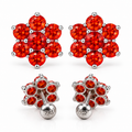 Silver Orange Stone Flower Stud Earrings