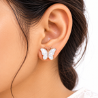 925 Sterling Silver Rose Gold Plated Butterfly Stud Earrings