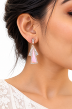 Rose Gold Plated Sterling Silver Pink Mother of Pearl Drop Earrings