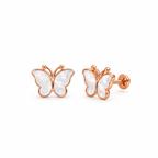 925 Sterling Silver Rose Gold Plated Butterfly Stud Earrings