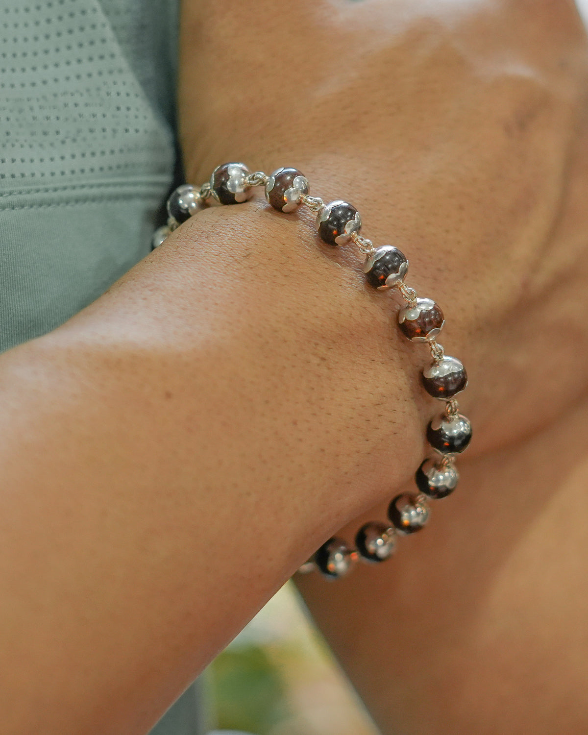 Alookaran Silver Red Sandalwood Bracelet