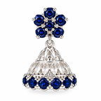 925 Sterling Silver Blue Stone Jhumka Earrings – Elegant Floral Design
