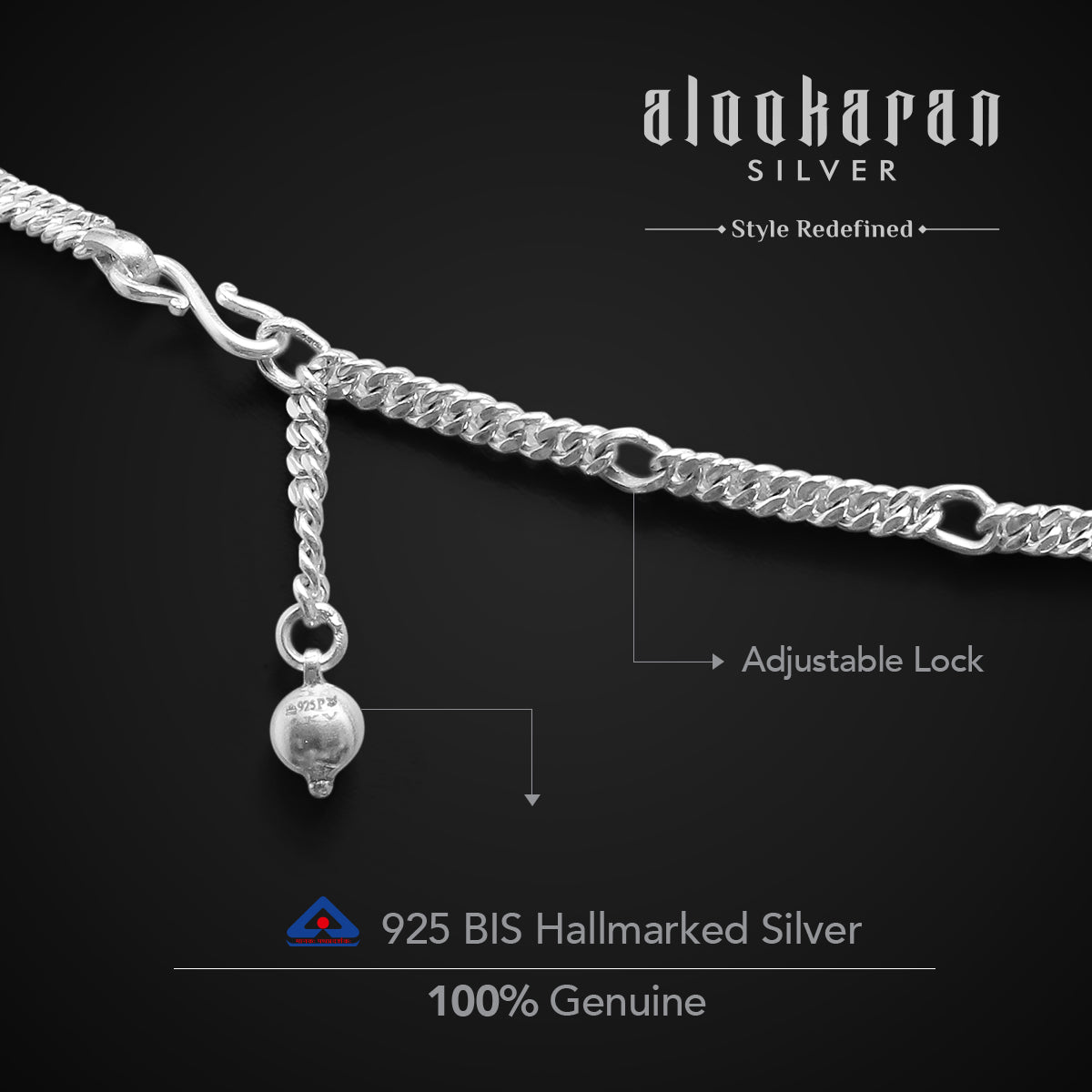 Flora BIS hallmarked pure silver bellychain