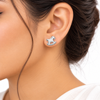 Rocking Horse 925 Sterling Silver  Stud Earrings – Cute Minimalist Design