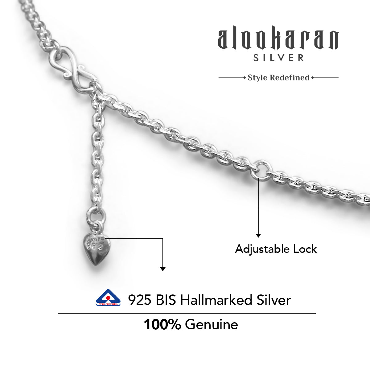 Alookaran Customizable Silver Belly Chain for Women - Flora