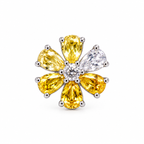 925 Sterling Silver Yellow Stone Flower Stud Earrings