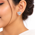 925 Sterling Silver Geometric Stud Earrings – Elegant Crystal Baguette Design