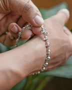 Alookaran Silver Sphadikam Single Layer Bracelet