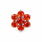 Silver Orange Stone Flower Stud Earrings