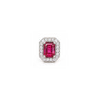 Ruby Red Stone Stud Earrings 925 Sterling Silver  – Elegant Halo Design