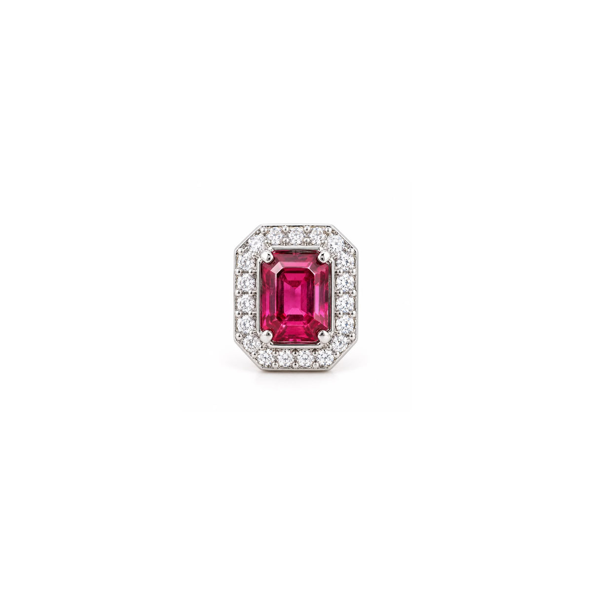 Ruby Red Stone Stud Earrings 925 Sterling Silver  – Elegant Halo Design