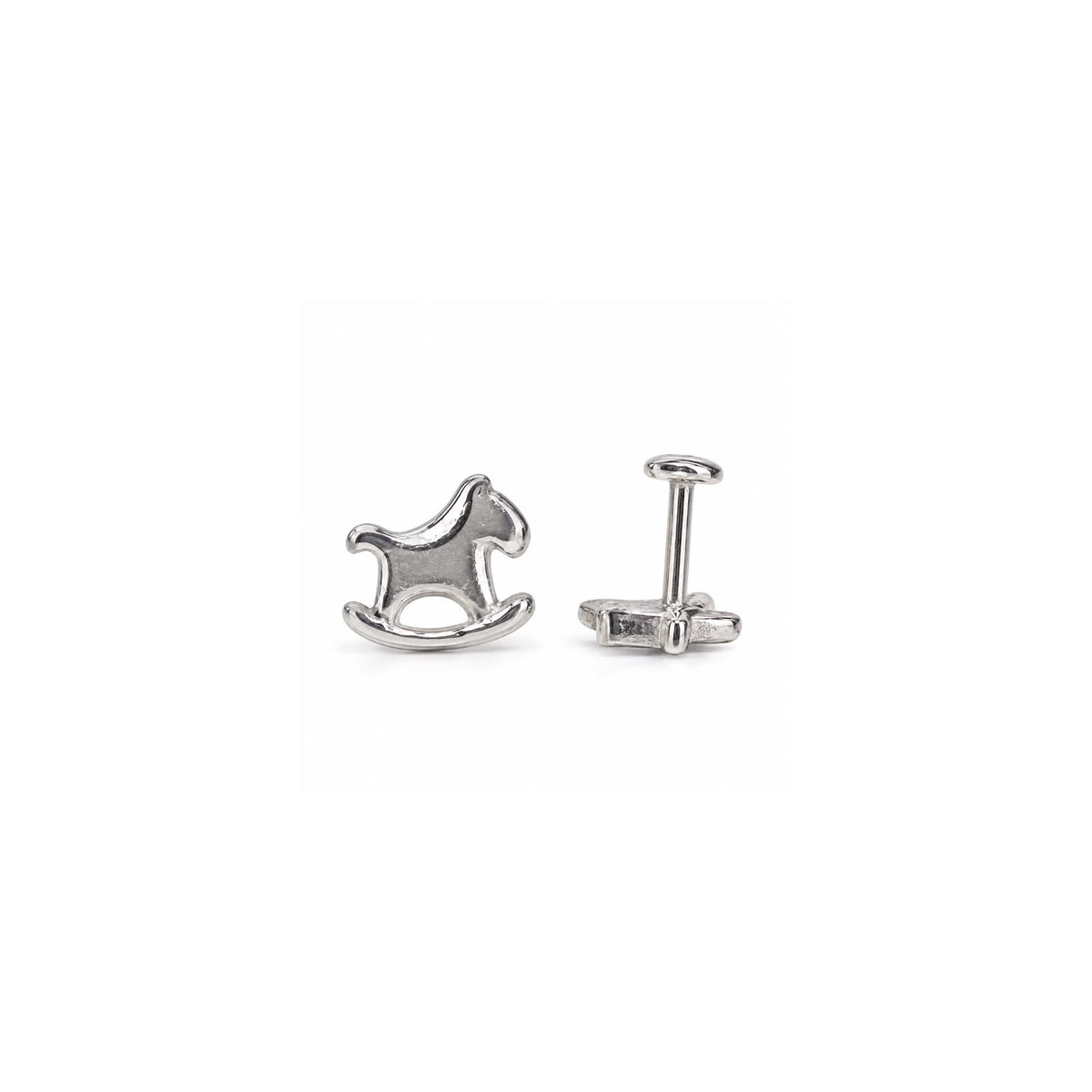 Rocking Horse 925 Sterling Silver  Stud Earrings – Cute Minimalist Design