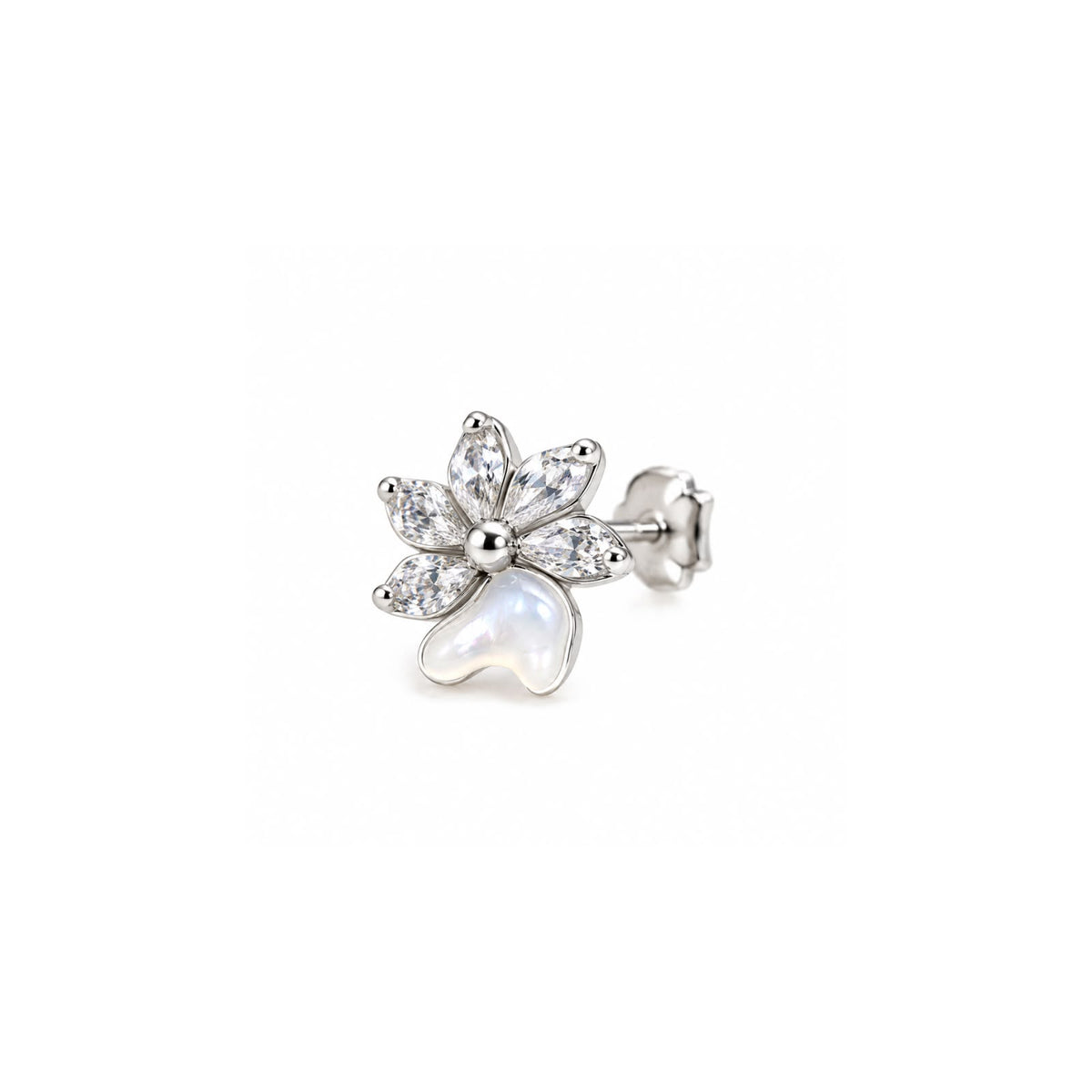Premium 925 Sterling Silver Mother of Pearl Flower Earrings