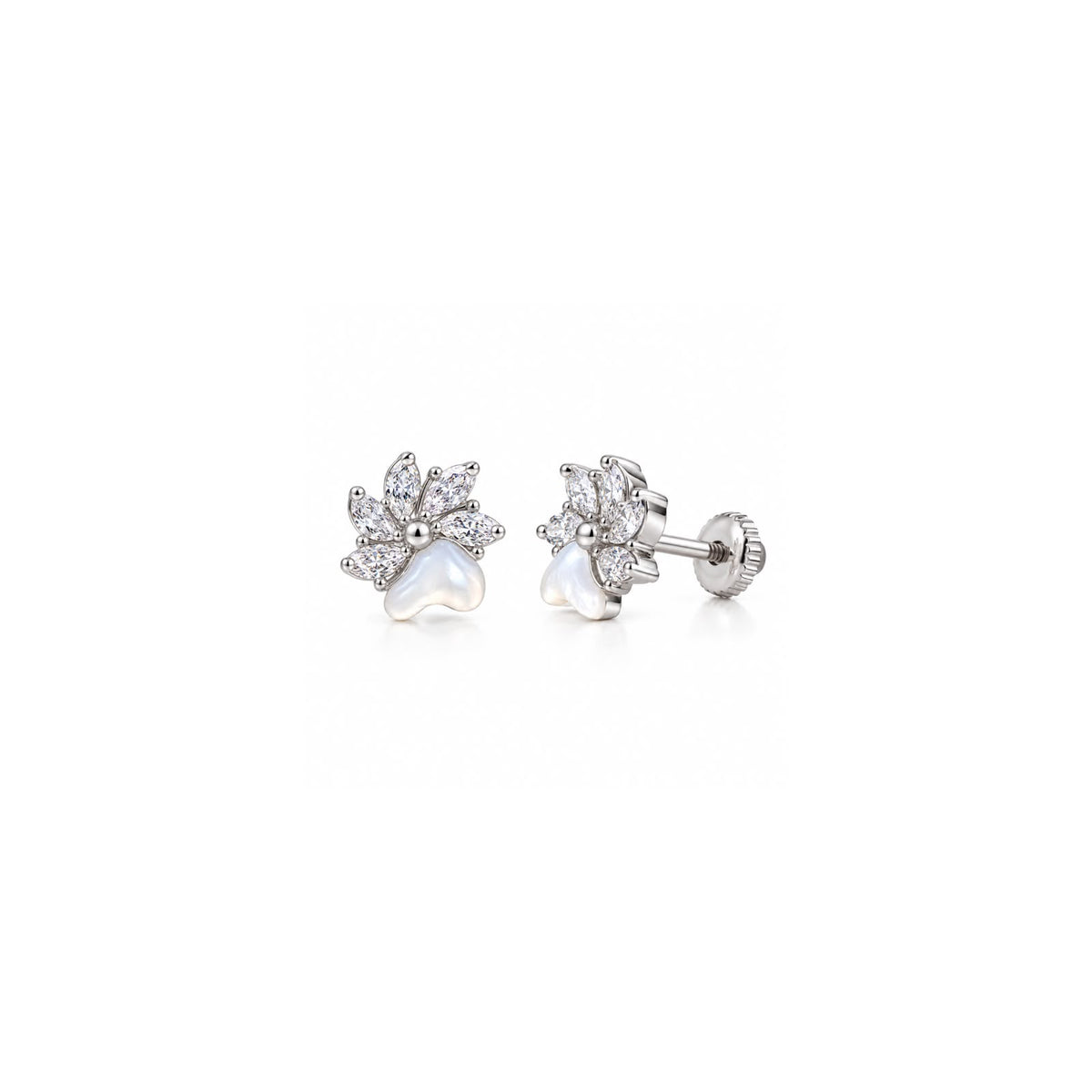 Premium 925 Sterling Silver Mother of Pearl Flower Earrings