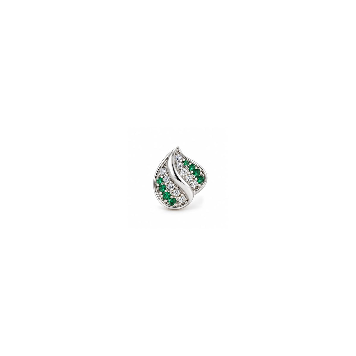 Green and White 925 Sterling Silver Leaf Stud Earrings