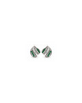 Green and White 925 Sterling Silver Leaf Stud Earrings