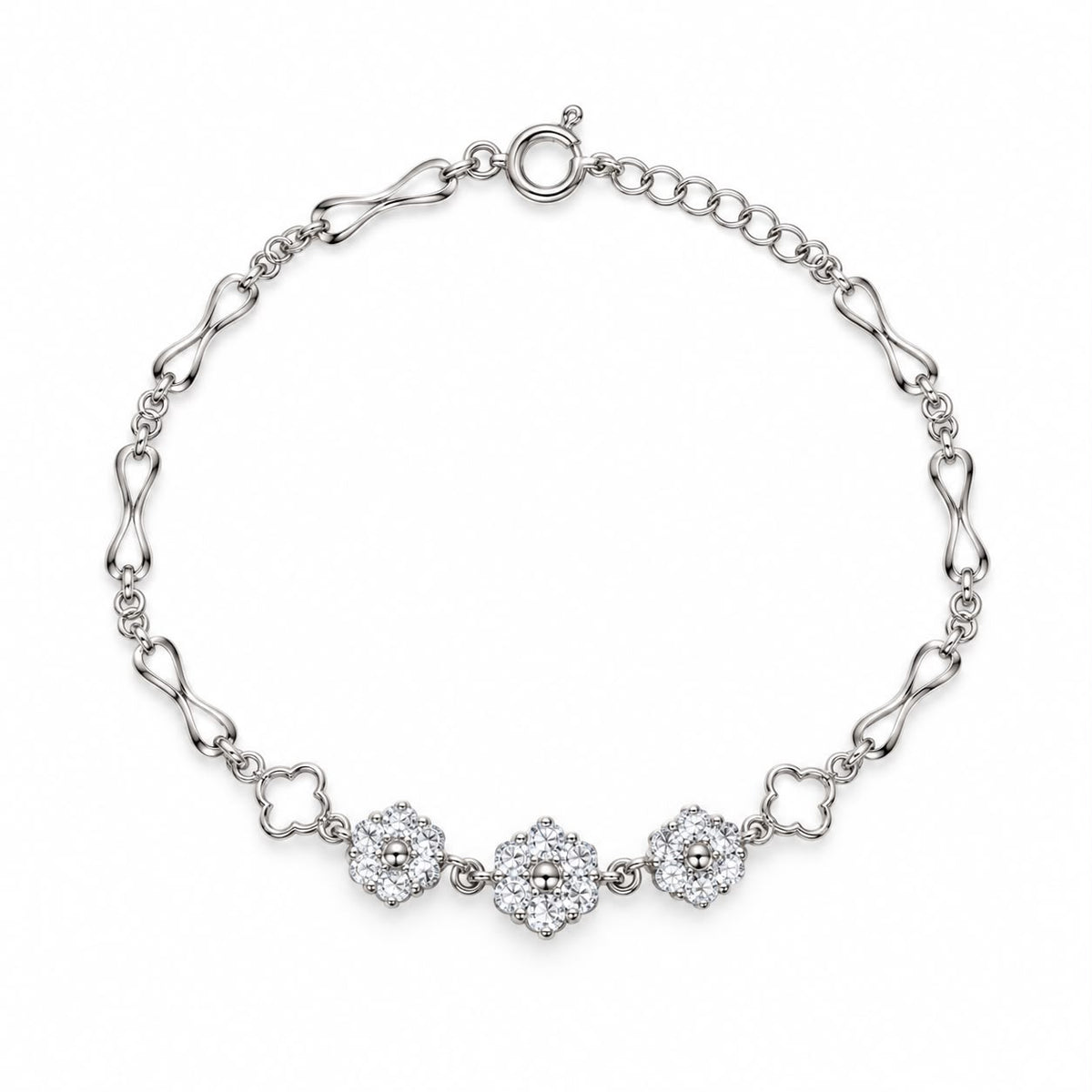 925 Sterling Silver Floral Design Bracelet