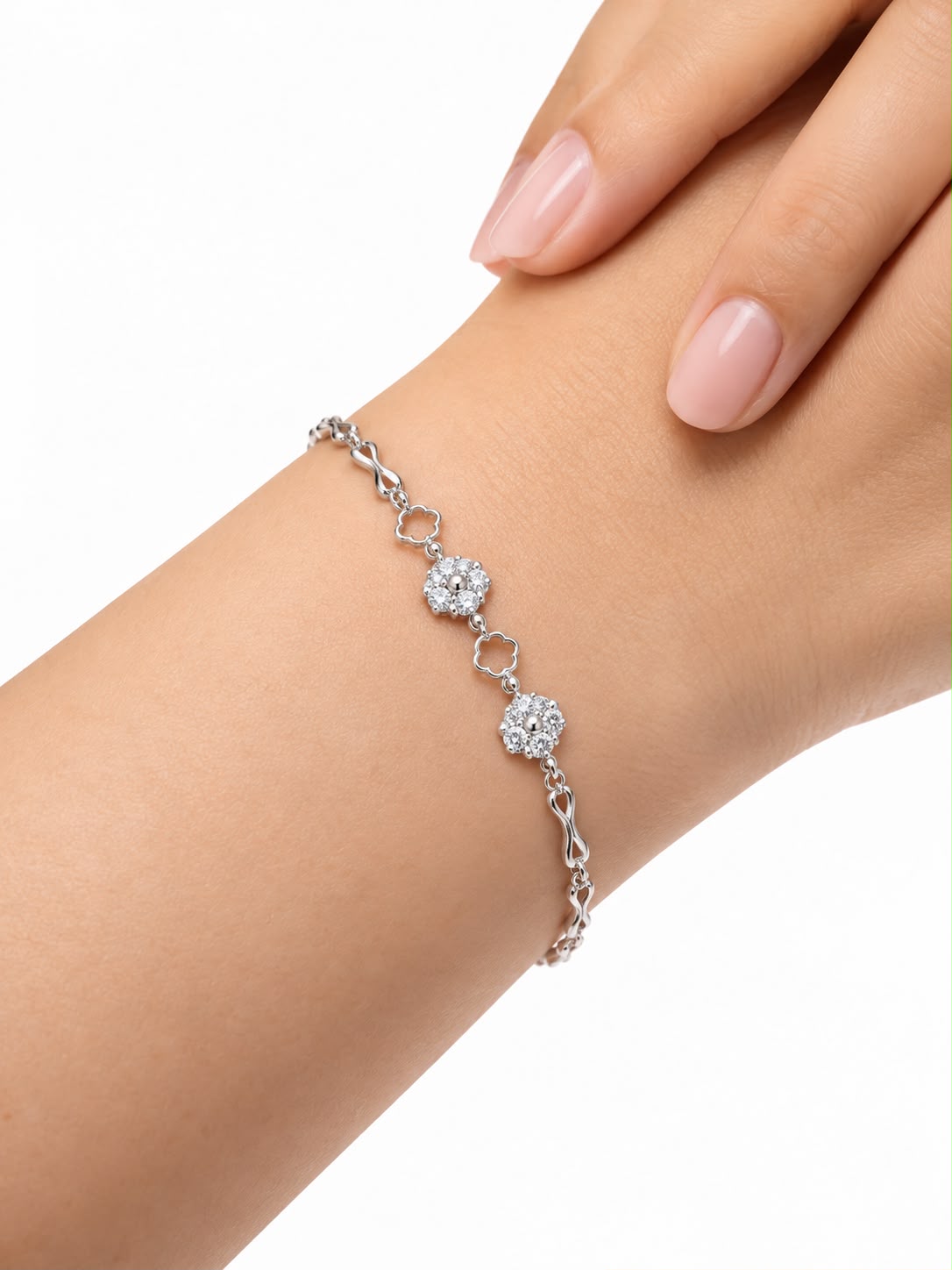 925 Sterling Silver Floral Design Bracelet
