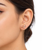 Elegant 925 Silver Rose Gold Butterfly Studs with Sparkling Stones