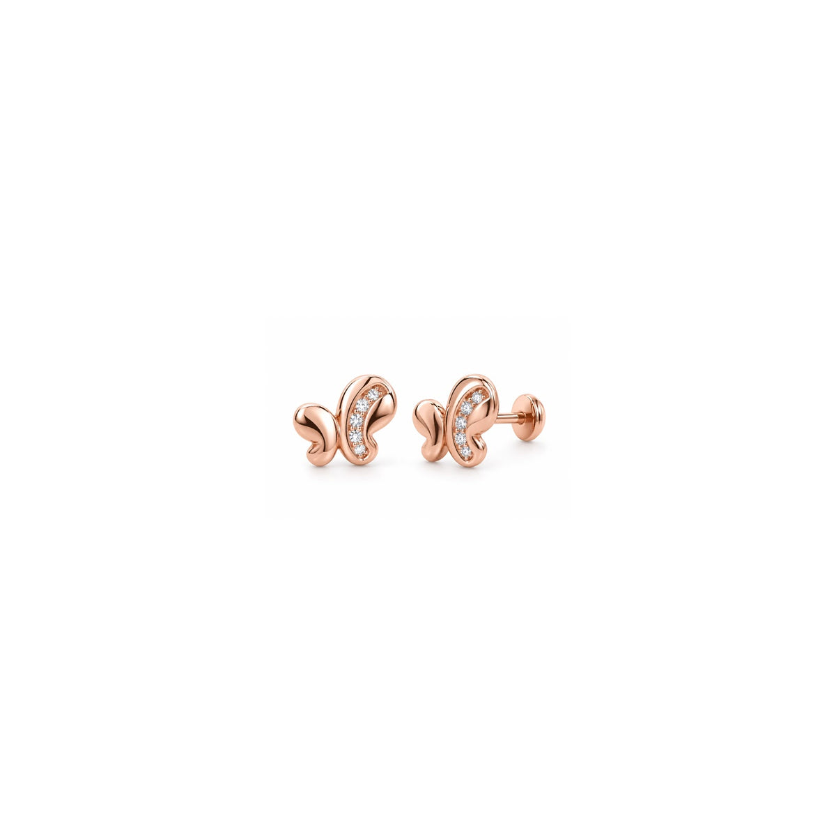 Elegant 925 Silver Rose Gold Butterfly Studs with Sparkling Stones