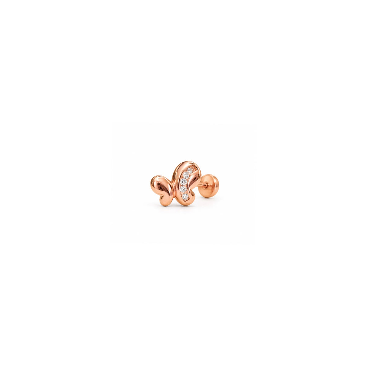 Elegant 925 Silver Rose Gold Butterfly Studs with Sparkling Stones