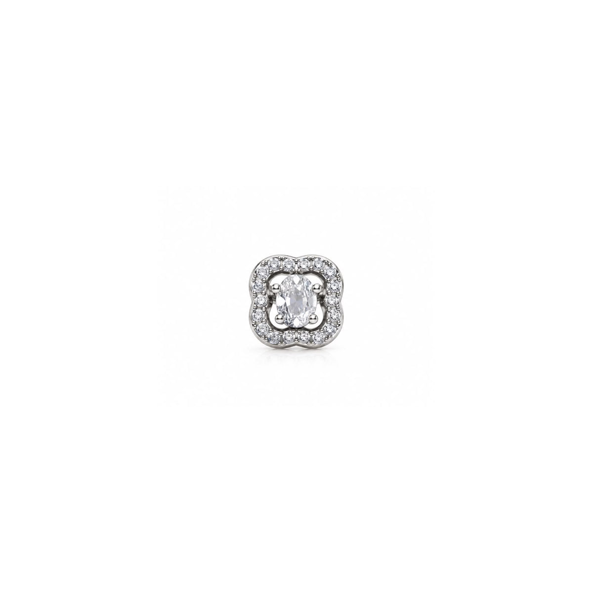 925 Sterling Silver Halo Stud Earrings with Oval-Cut Centre Stone