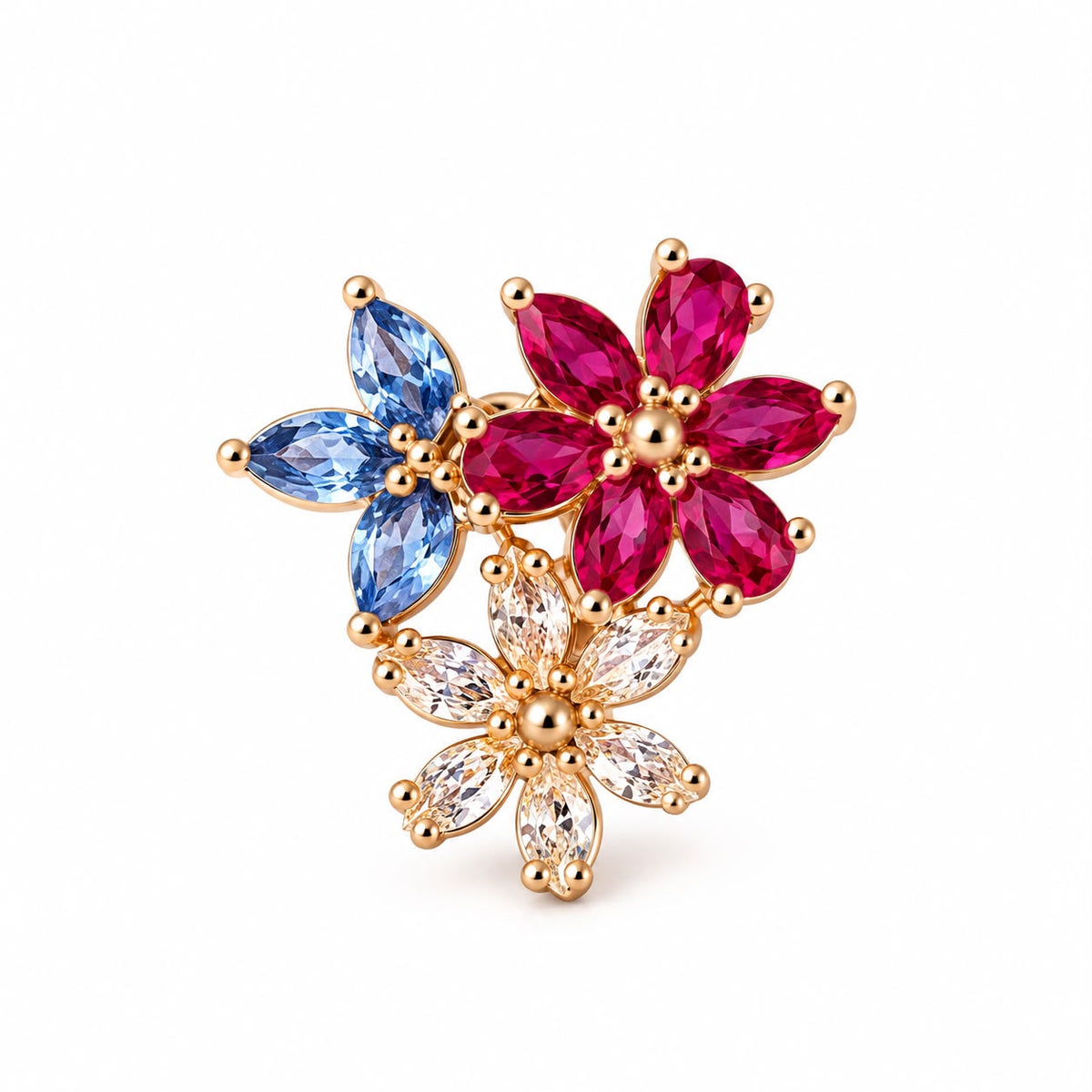 Multicolor Floral Stone Drop Stud Earrings