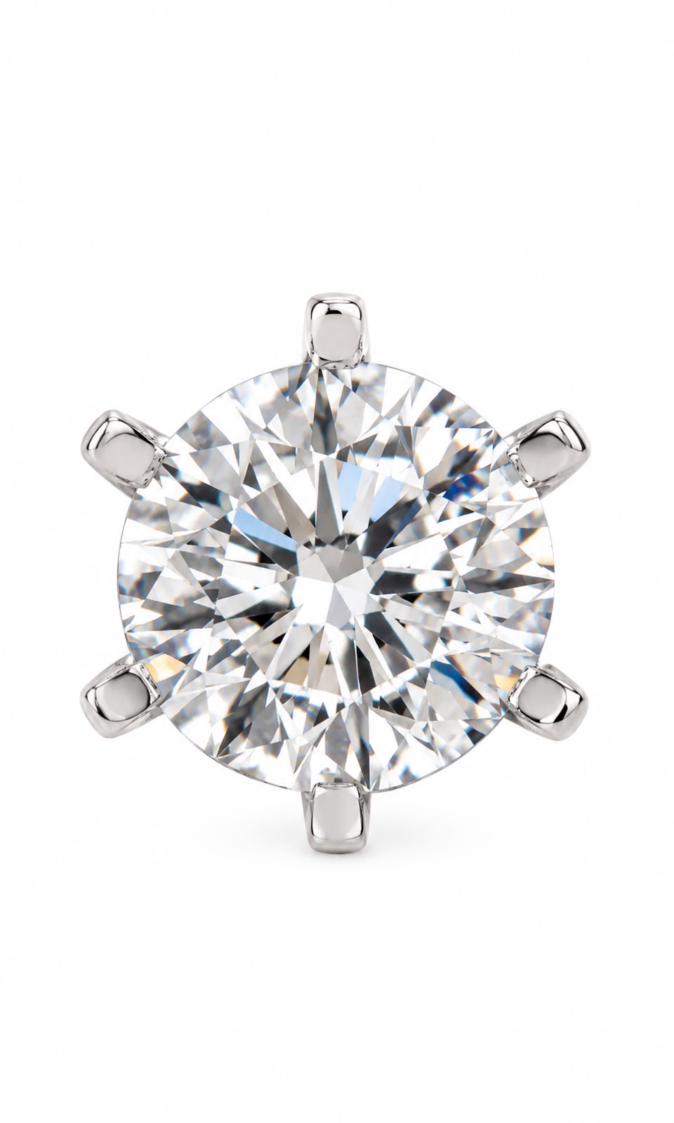 925 Sterling Silver Solitaire Stud Earrings – Round Clear Stone Classic Design