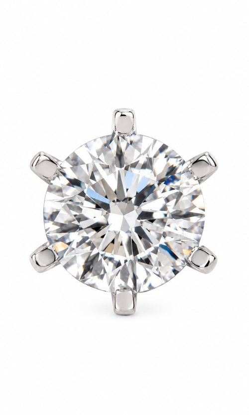 925 Sterling Silver Solitaire Stud Earrings – Round Clear Stone Classic Design