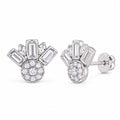 925 Sterling Silver Geometric Stud Earrings – Elegant Crystal Baguette Design