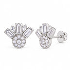 925 Sterling Silver Geometric Stud Earrings – Elegant Crystal Baguette Design