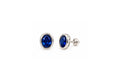 925 Sterling Silver Blue Oval Stud Earrings for Women