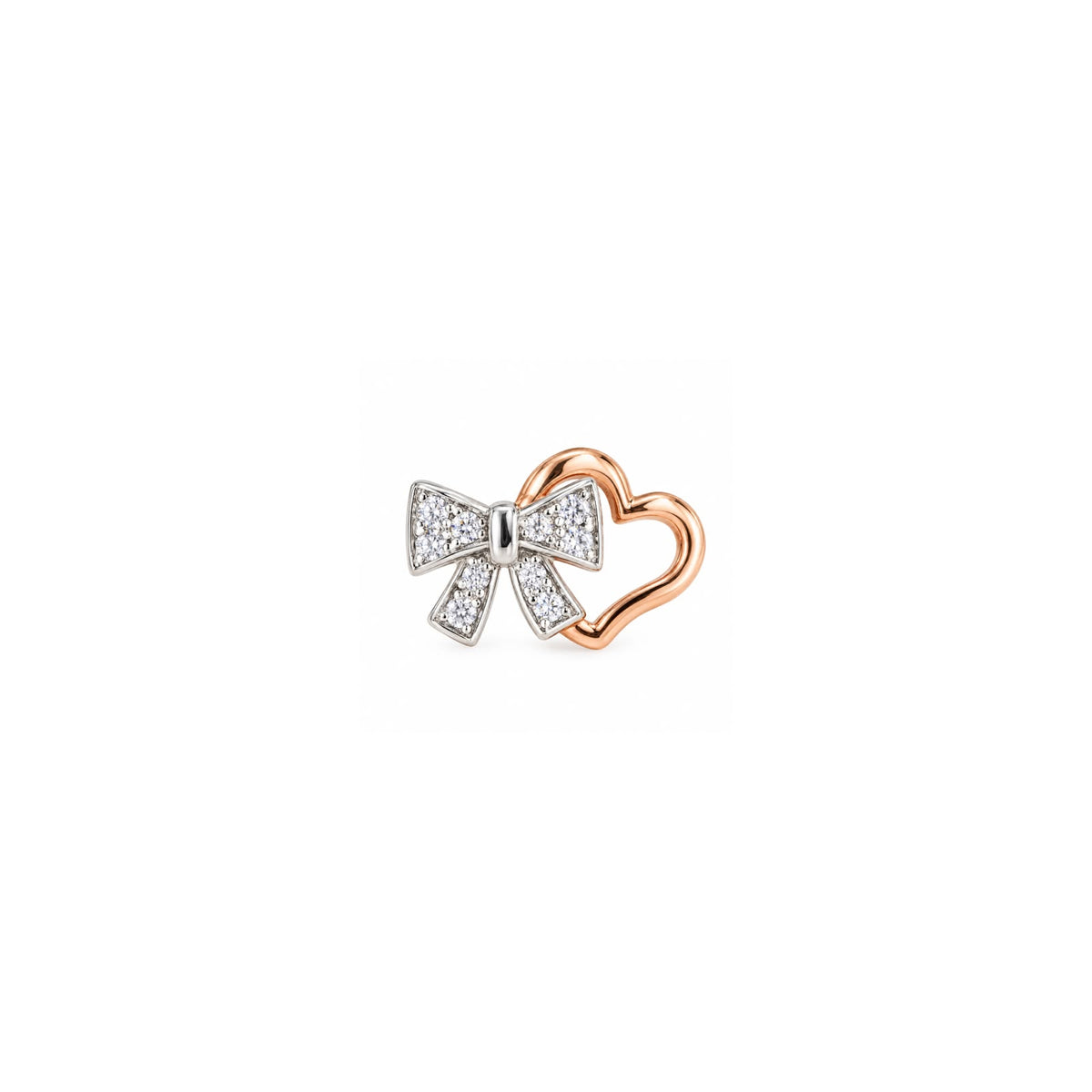 Rose Gold Plated Bow Heart 925 Sterling Silver Stud Earrings