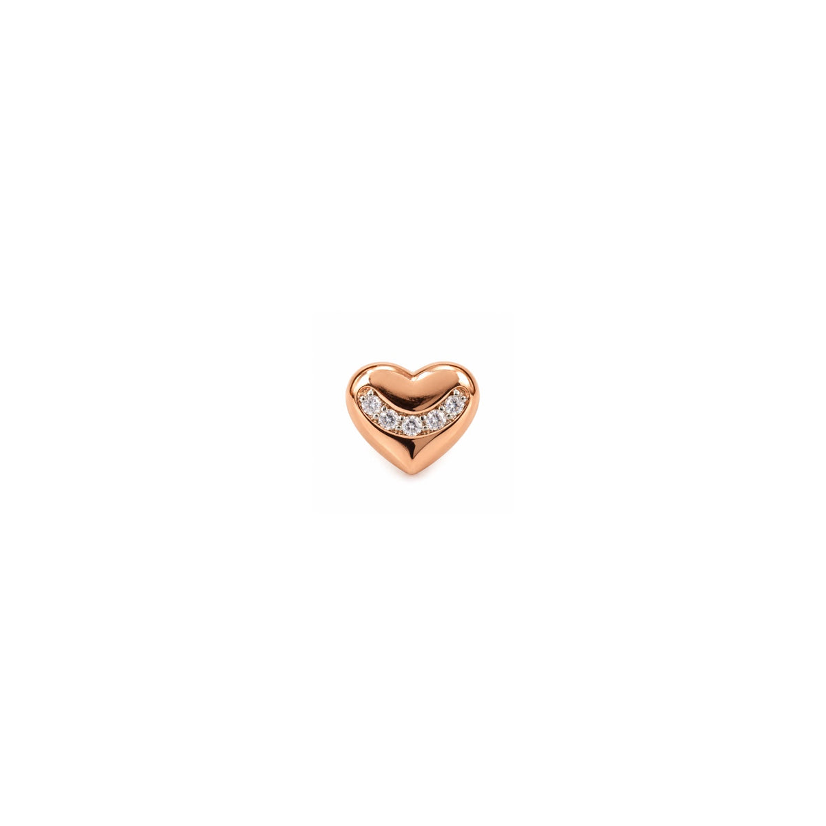 Rose Gold Plated Heart 925 Sterling Silver Stud Earrings with Crystal Accents
